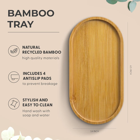 MaisoNovo Bamboo Soap Tray | Wooden-Sink Tray for Bathroom CounterTop | Soap Dispenser Tray | Bathroom Trays for Counter | Bamboo Tray for Bathroom by MAISONOVO