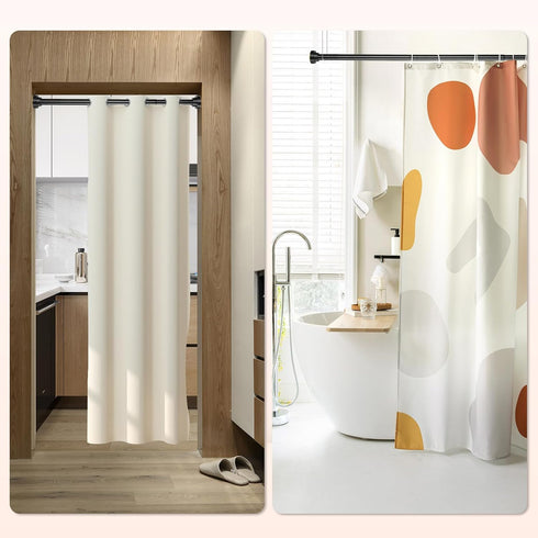 Adjustable Shower Curtain Rod 31-68 in - No Drilling Black Tension Rod for Bathroom Room Divider