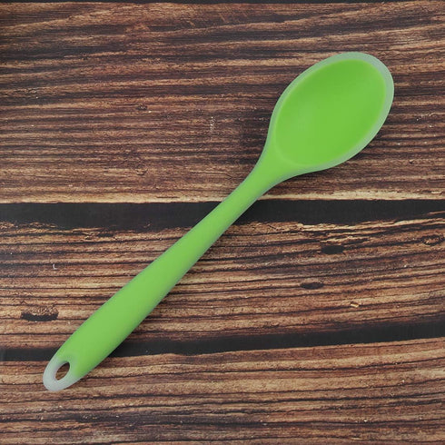 uxcell Silicone Dinner Spoon, Table Spoon, Dessert Spoon Utensils for Kitchen Restaurant, Green