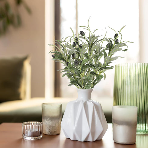 Mozeat Lens 11 Inch 5 Olive Branches for Vases, PCS Artificial Plants Olive Tree Branches Faux Olives Leaves Stems