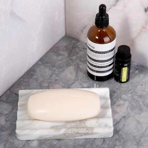 2PCS Koville Italian Natural Marble Soap Dish for Shower, Multi-Color Stone Soap Tray for Bathroom, Bar Soap Holder