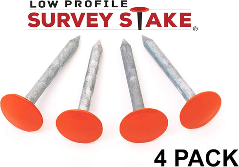 4 Pack Survey Marker - - Low Profile Survey Stakes (Hi-Vis Orange)