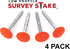 4 Pack Survey Marker - - Low Profile Survey Stakes (Hi-Vis Orange)