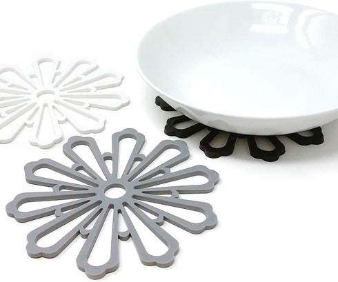 allydrew Non-Slip Insulated Silicone Carved Trivets - Flexible Floral Coasters & Pot Holders Set (3 Pcs)