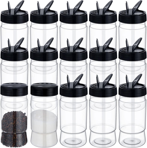 Mimorou 30 Pack 10.1 oz Plastic Spice Jars with Shaker Lids Clear