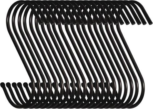 30 Pack 3.5 Inch Heavy Duty S Hooks, Black Hangers for Plants, Outdoor, Kitchen, Bathroom, Bedroom, and Office
