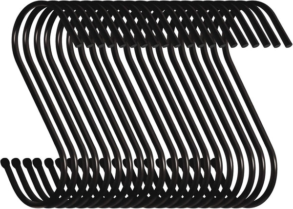 30 Pack 3.5 Inch Heavy Duty S Hooks, Black Hangers for Plants, Outdoor, Kitchen, Bathroom, Bedroom, and Office