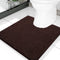 Smiry Chenille U-Shaped Toilet Bathroom Rugs - Soft Absorbent Non-Slip Contoured Mats, Machine Washable (Brown)