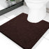Smiry Chenille U-Shaped Toilet Bathroom Rugs - Soft Absorbent Non-Slip Contoured Mats, Machine Washable (Brown)