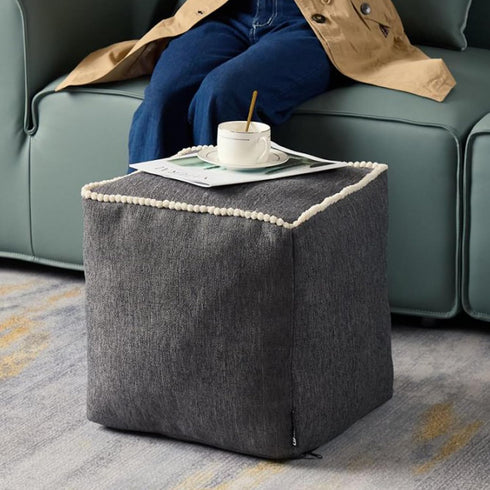 Louis Donn 18 x 18 Inch Unstuffed Storage Pouf Ottoman Cover, Square