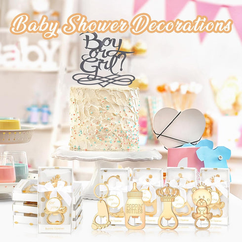 wxfdac 24 Pcs Baby Bottle Opener, Popping Bear Footprint Keychain Bottle Openers with White Gift Box, Baby Shower Party