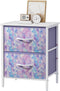 Stero Nightstand, Kids Dresser with 2 Drawers, Steel Frame Bedside Furniture, Wood