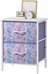 Stero Nightstand, Kids Dresser with 2 Drawers, Steel Frame Bedside Furniture, Wood