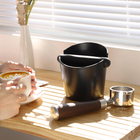 VEVOK CHEF Espresso Knock Box, Coffee Ground Dump Bin with Removable Knock Bar and Non-Slip Base