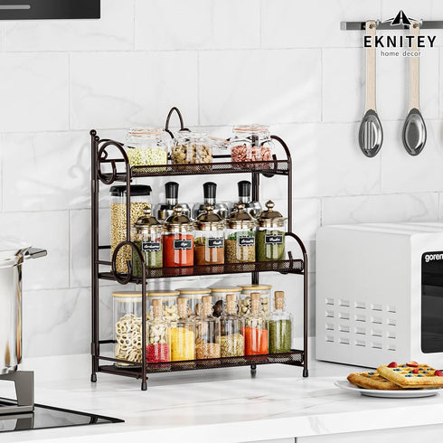 Countertop Counter 3 Counter EKNITEY Bathroom Organizer Shelf - Kitchen Organizer Tier Bathroom Shelves for Makeup
