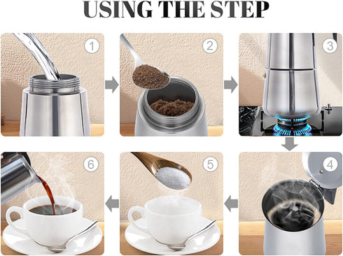 HYWHUYANG Coffee Pot, Stainless Steel Percolator Coffee Maker for Home, Camping, and Travel (200ml)
