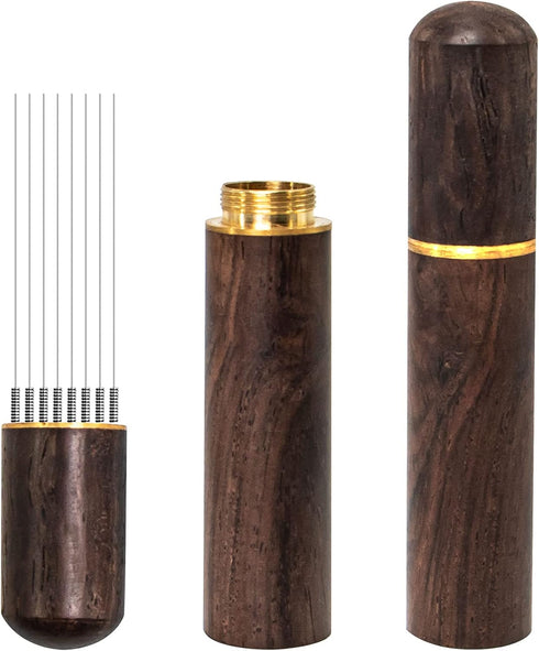 Espresso Coffee Stirrer with 8 Needles, 0.4mm Distribution Tools with Natural Wood Handle
