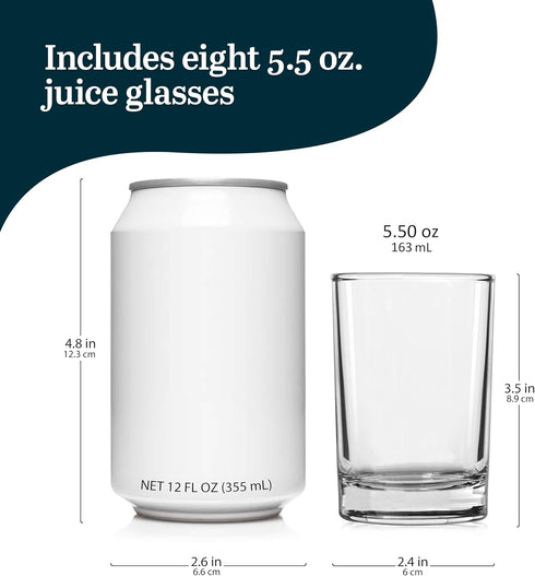 Set 8, Set Libbey Fruit Juice Glasses, Heavy Base Glass Drinking Glasses of Breakfast Juice Cups, Everyday Clear
