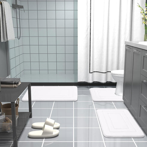 Arotive Memory Foam Bathroom Rug Mat 30x20, Ultra Soft Absorbent Bath Mat for Bathroom Floor, White