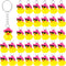36 Pcs Duck Keychain Bulk, Cowboy Cowgirl Duck Party Favors, Tiny Duck Keychain with Cowboy Hat Sunglasses Charms