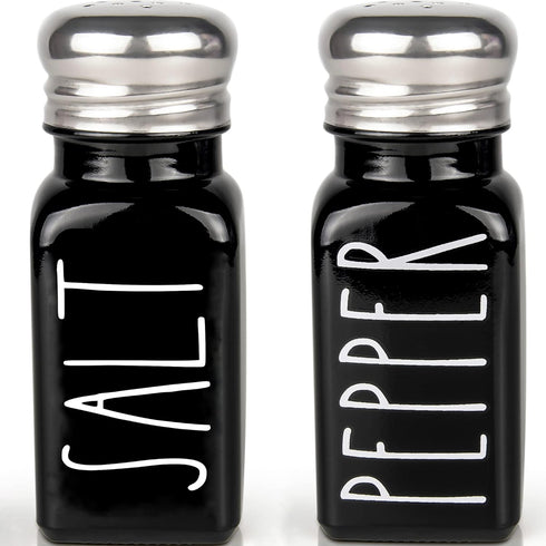 Black Salt and Pepper Shakers Set by Brighter Barns - Cute Black Kitchen Decor, Gothic or Halloween Style, Farmhouse