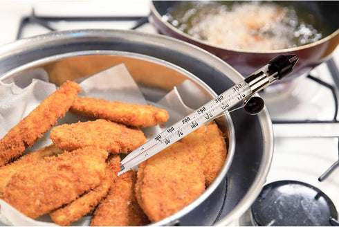 HIC Kitchen Deep Fry Candy Jelly Thermometer - Easy-Read Glass Tube with Protective Sheath