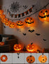 Adirxon 12ft 20 Charming Halloween Christmas Pumpkin Lantern Lights, LED UL Certified String Lights, Unique Fabric Jack