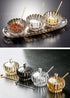 Clear Glass Sugar Bowl Spice Jar with Lid Spoon, Transparent Condiment Pot