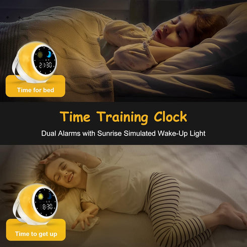 Mulukiss Alarm Clock for Kids, Bluetooth Music Player&Digital Clock, Sleep Sound Machine for Kids Bedroom, Kids Alarm