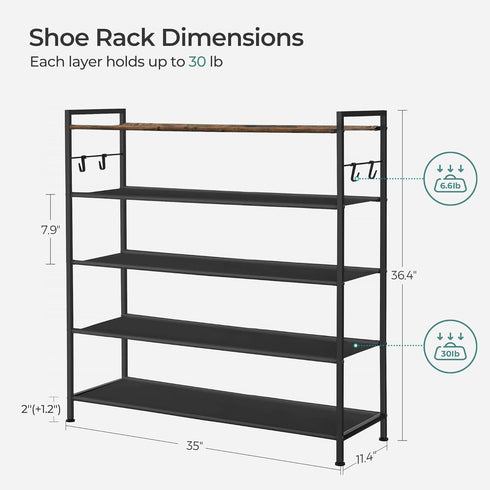 5 Closet 20-25 4 SONGMICS Shoe Rack, Tier Shoe Storage Organizer, Large Shoe Rack Shelf for Entryway, Sturdy Shoe Stand