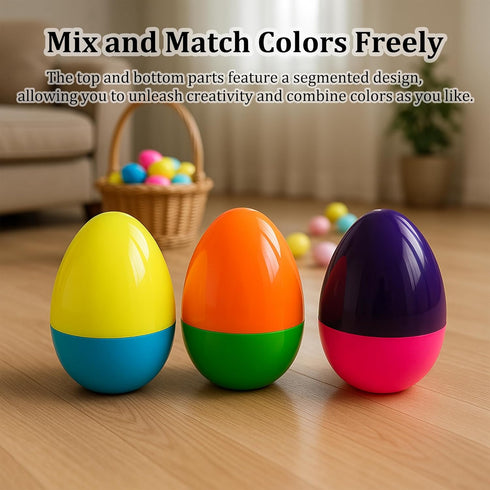 Celmuron 6 Pack 8'' Jumbo Fillable Easter Eggs Extra Large Plastic Eggs for Treats, Easter Basket Stuffers, Egg Hunt