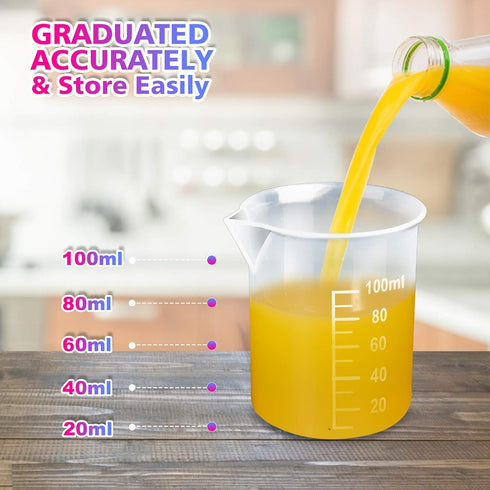 LEOBRO 24 PCS 100ml Resin Measuring Cups, 35PCS Mixing Sticks, Graduated Epoxy Resin Mixing Cups for Art Craft
