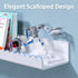 4 Pack 12 Inch 4 Pack) Acrylic Floating Shelves, Glossy White Scalloped Edge Wall Mounted Floating Shelves, Invisible