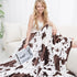 Country Cozy 90"x108" Fleece Blanket King Size, Oversized Soft Plush Cow Print Throw, Full Size Blankets for Bed Couch