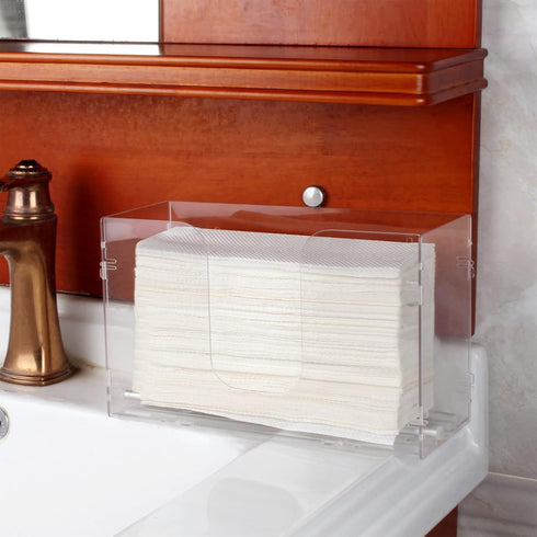 evron Countertop Paper Towel Dispenser & Wall Mount Clear One-Hand Pull C Fold Z Fold Trifold and Multifold Paper Towel