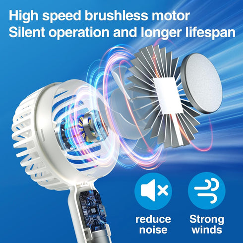Portable Handheld Fan with Refrigeration Mode, 3 Speed Cold Wind, 3000mAh Rechargeable USB Fan, Quick Cool Down