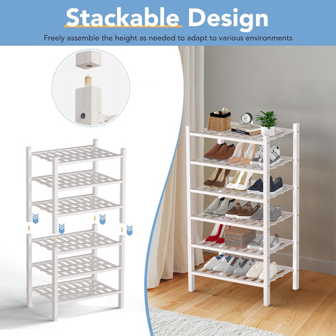 6 Closet,Hallway,Entryway,Small 18"x11"x34" Haddockway Small Tier Bamboo Shoe Rack Storage Organizer,Multifunctional