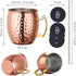 LIVEHITOP Moscow Mule Mugs Set of 4, Handcrafted Copper Cocktail Cups with Coasters for Cold Drinks and Parties