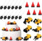 Yerliker 24 Pcs Construction Party Decoration Set Construction Cone Shaped Cake Candles