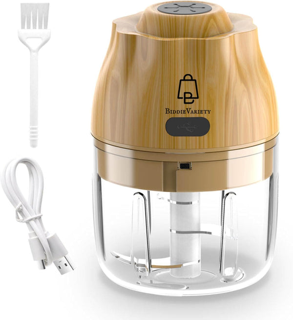 Electric Mini Food Chopper, 250ML, Compact Wireless Processor for Garlic, Fruit, Vegetable, Ginger, Chili, Meat, Wood