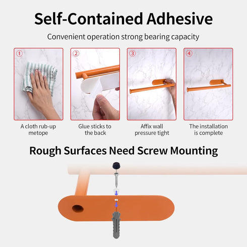 YeeBeny Orange Paper Towel Holder Kitchen Roll Holder, Paper Towel Holder - Self Adhesive or Drilling, Under Cabinet