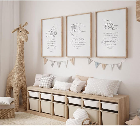 Joocrise Set 3 12x16 Inch Nursery Scripture Wall Art of Nursery Bible Verse Wall Decor Baby Christian Canvas Art