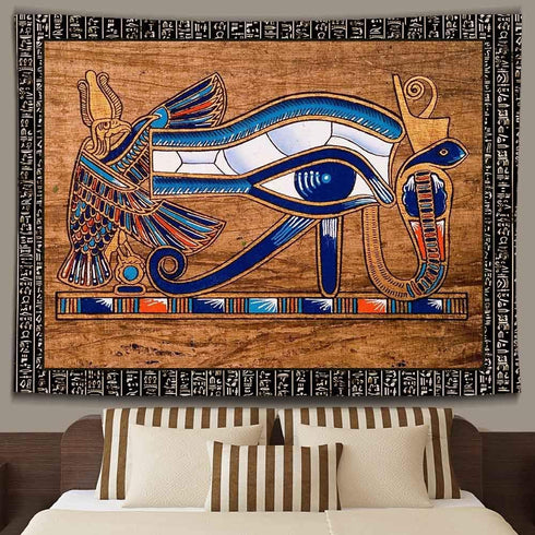 Ine Ive Egyptian Horus Eye Tapestry, Ancient Egyptian Gods Pharaohs Hieroglyphic Tapestries, 80x60inch for Decoration
