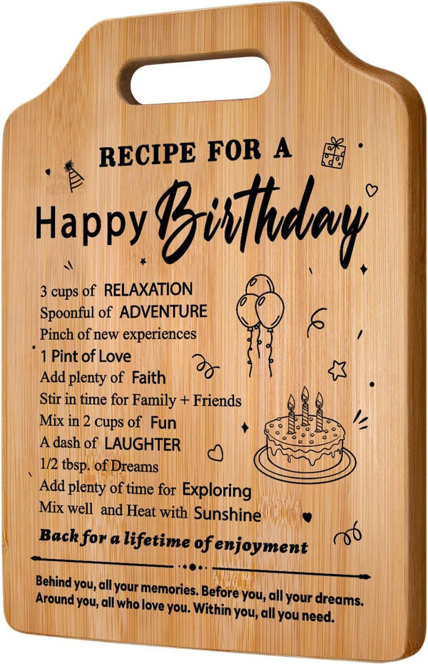 Birthday Gifts for Women: Unique Recipe for A Happy Birthday Cutting Board for Her Mom Sister Wife Friend