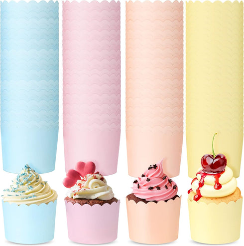 100 Pieces Multi Color Baking Cups for Muffins, 5.5 oz Cupcake Wrappers for Desserts, Baby Showers, Birthday Parties