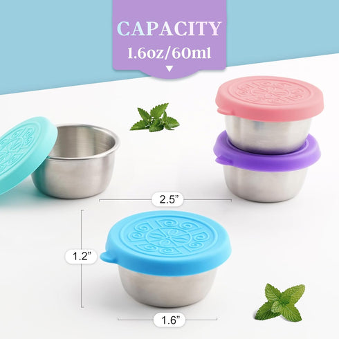 6x1.6 Oz Salad Dressing Containers With Lids, Small Leakproof Reusable Stainless Steel Salad Dressing Container To Go For Lunch Boxes,Sauce containers, Picnics,Travel Meal Prep And Kitchen Storage. by Qukaka