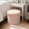 15 Inchs Round Storage Ottoman, Small Foldable Foot Stool with Hidden Storage