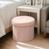 15 Inchs Round Storage Ottoman, Small Foldable Foot Stool with Hidden Storage
