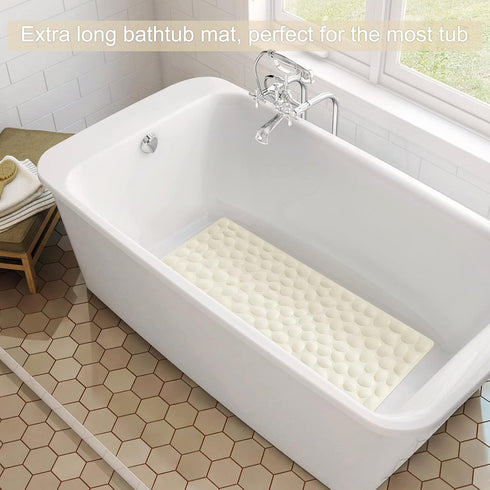 Beige Non-Slip Bathtub Mat with Strong Suction Cups by OTHWAY