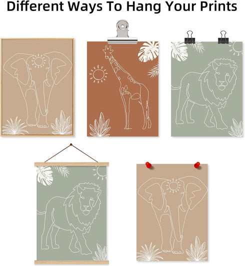 Youillne 16x24 Inch Set 3 Safari Nursery Wall Art Pictures Baby Animal Canvas Wall Decor Boho Jungle Wall Art Kids